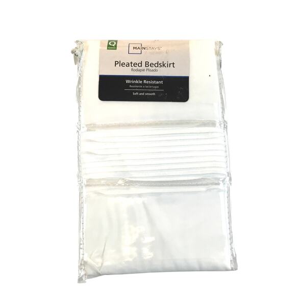 Queen Bed Skirt Pleated White 14" Drop Wrinkle Resist NWT - Picture 3 of 4